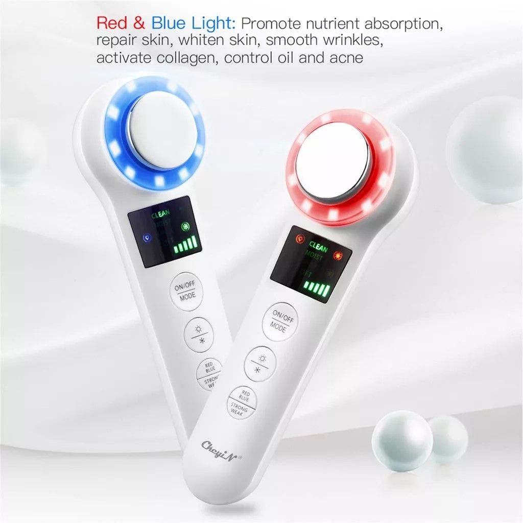 CkeyiN Hot Cold Face Beauty Massager EMS Vibrate Skin Care Device with