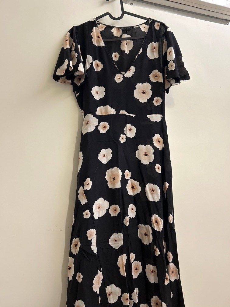 Club Monaco Silk Black Midi Dress