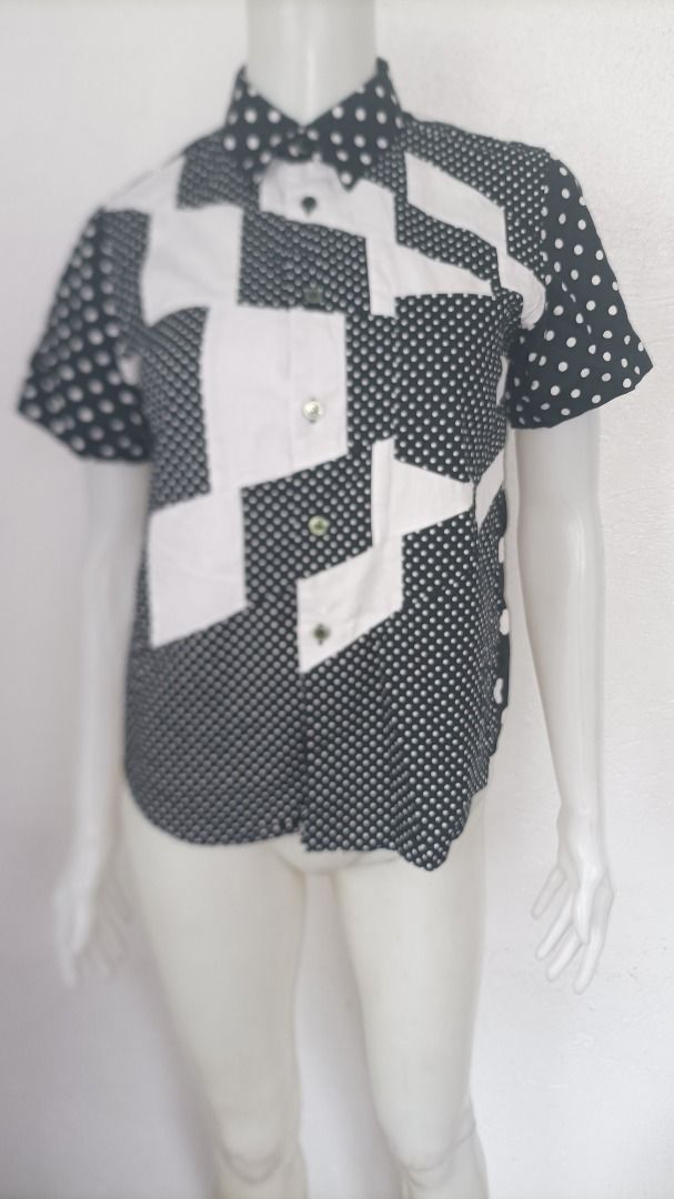 COMME DES GARCONS Polka Dot Patchwork Top Women s Fashion Tops