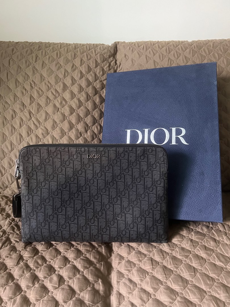 Dior - A4 Pouch Beige and Black Dior Oblique Jacquard - Men