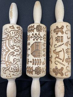 Embossed Wood Rolling Pins from Poland
