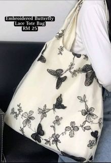 Embroidered Lace Tote Bag