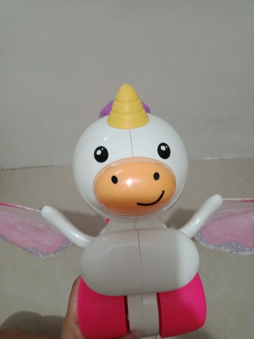 Fisher Price Push & Flutter Unicorn (Category: Infant Playtime) located in Quezon City. Submitted by mhoniqvela04 (Listing ID 1247995360, Image 2). Description: Fisher Price Push & Flutter Unicorn Mall price: 1,000 Selling for only 399 DESCRIPTION: ✅A magical push toy that encourages your baby to walk ✅​Soft, multicolour wings flutter & flap as baby pushes the unicorn along ​Sweet unicorn pal with bright colours ✅​Unicorn jingles as it's pushed a