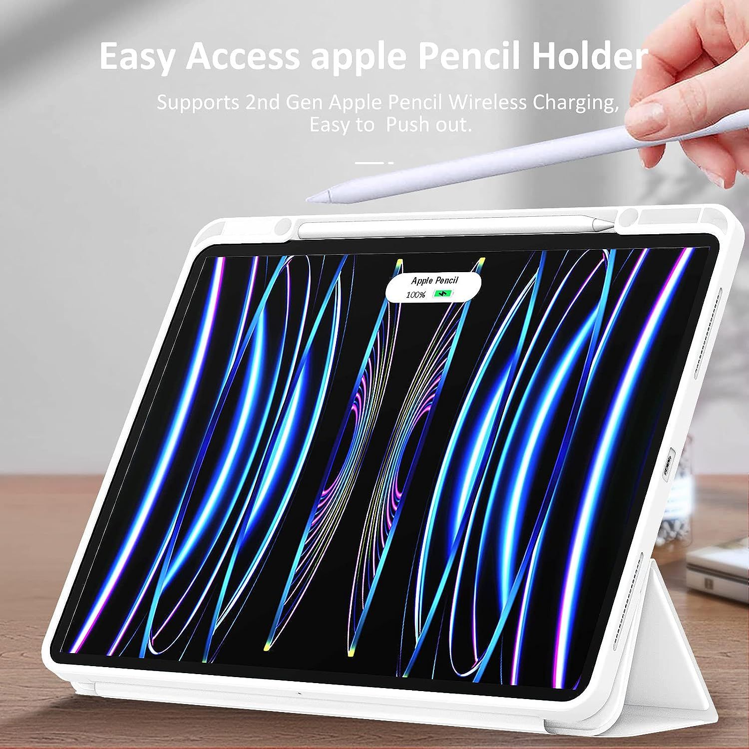 ESR for iPad Pro 12.9 inch Case (2022/2021, 6th/5th Gen), iPad Pro Cover,  Built-in Pencil Holder, Pencil 2 Support, Flexible Back Cover, Trifold