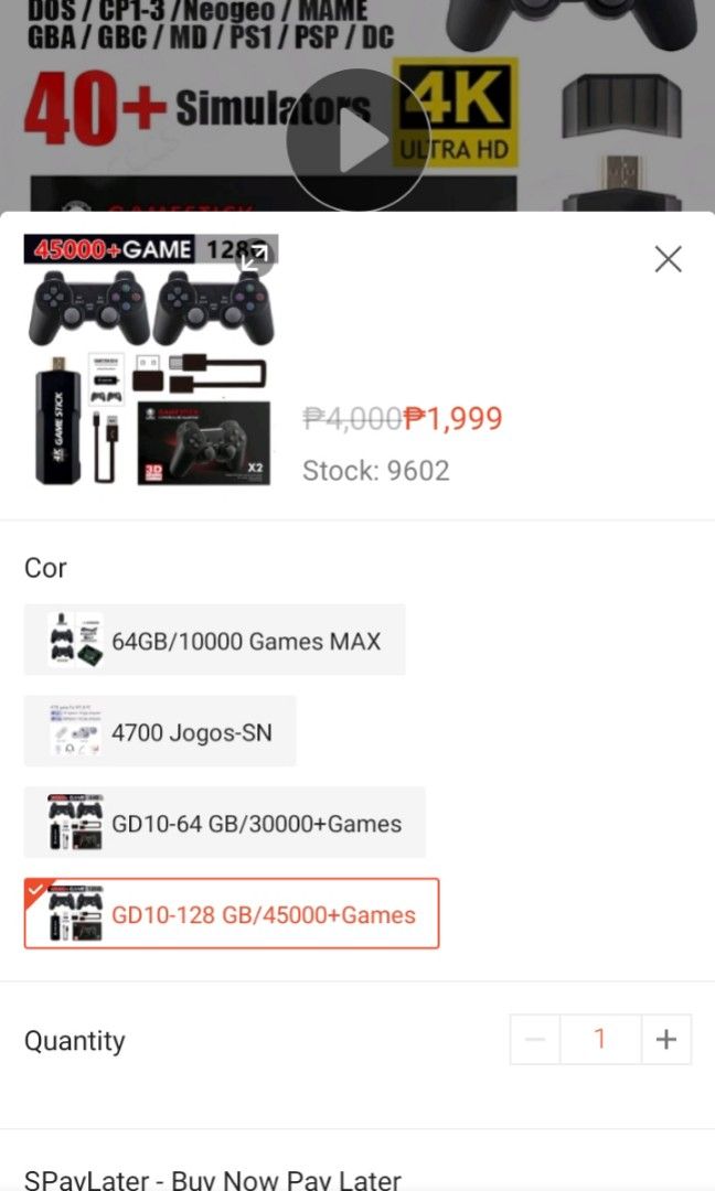 GD-10 gamestick X2 retro games 128gb( battery charger include na din ...