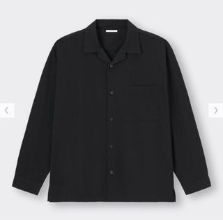 GU Open Collar Black Long Sleeves Shirt