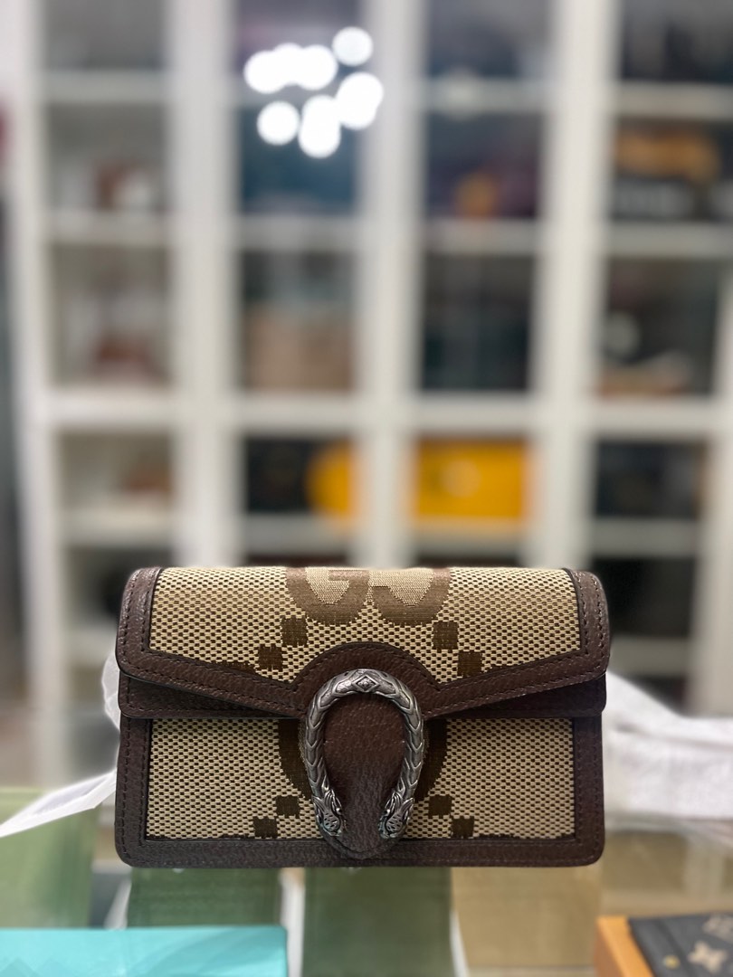 Jumbo GG backpack in camel and ebony GG canvas