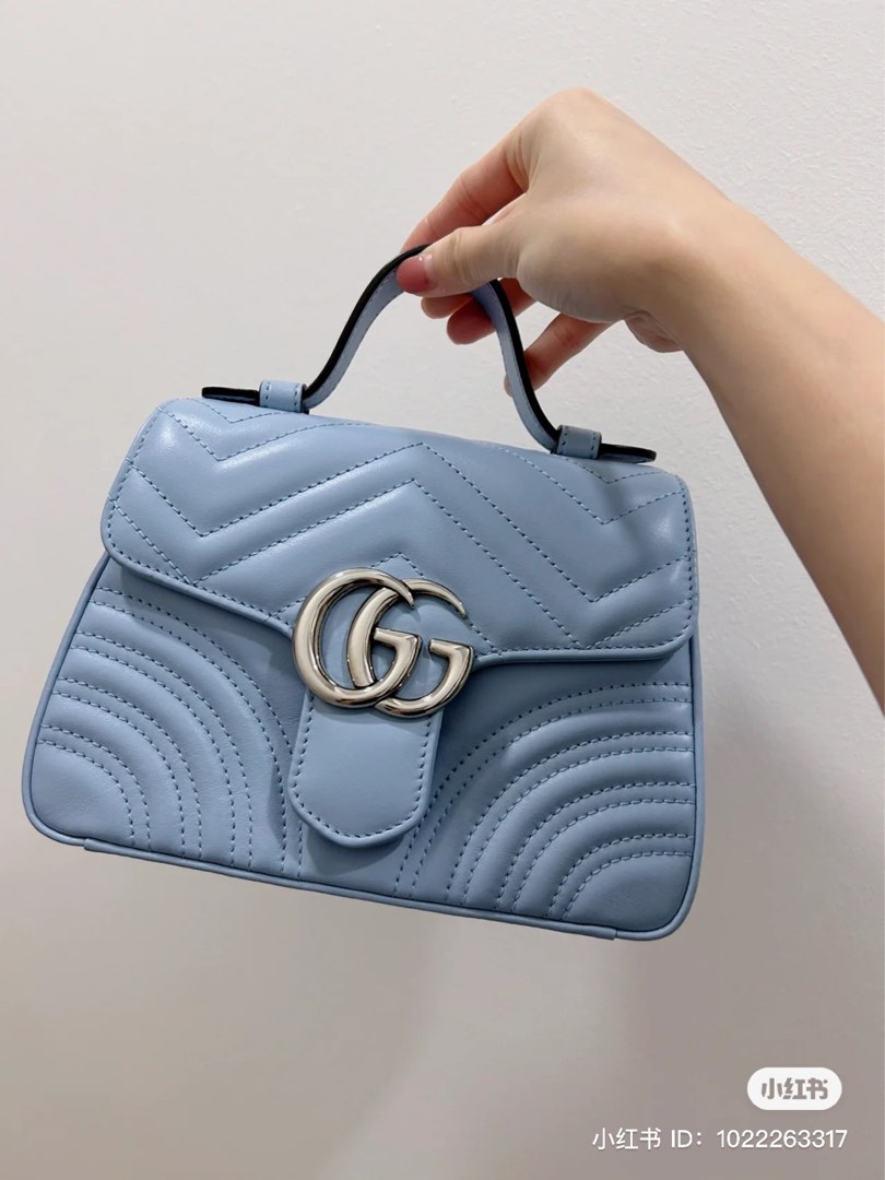 Gucci Marmont Light blue with Handle Women s Fashion Bags