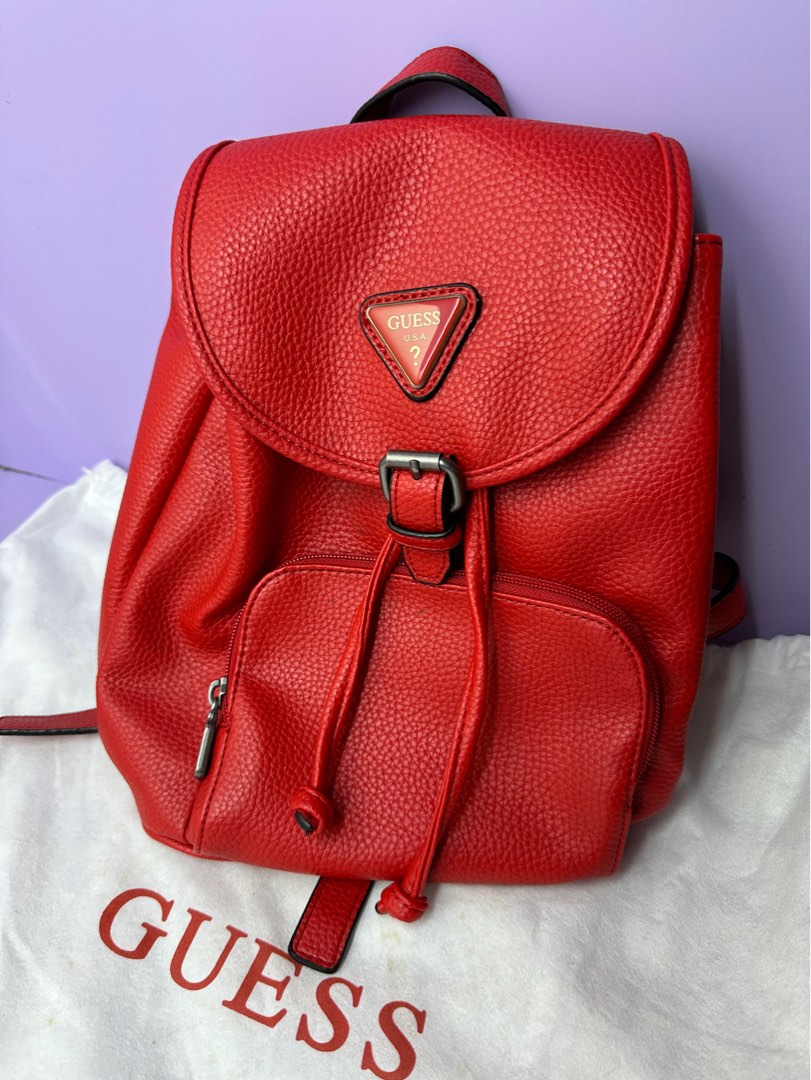 Guess red leather backpack clearance
