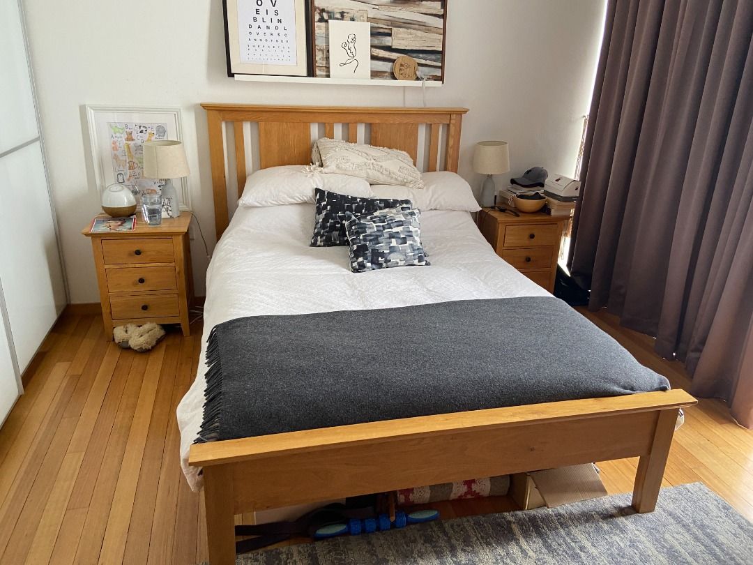 Hereford Rustic Oak Queen Bed frame solid wood, Furniture & Home