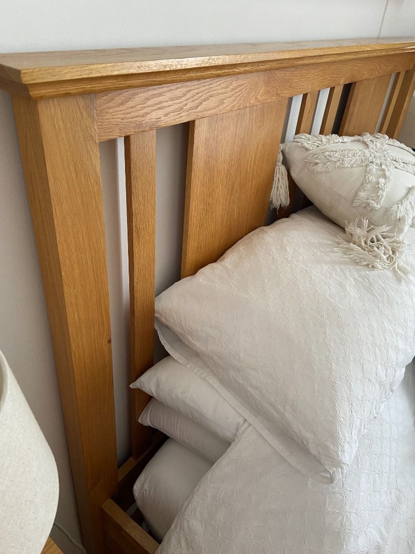 Hereford Rustic Oak Queen Bed frame solid wood, Furniture & Home