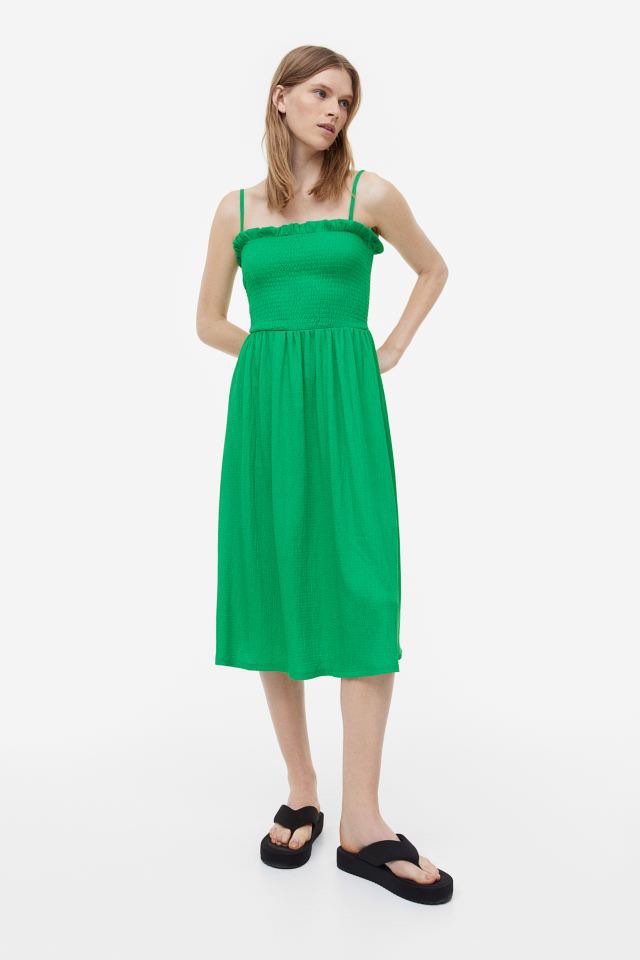 H&M Green Smocked Dress on Carousell
