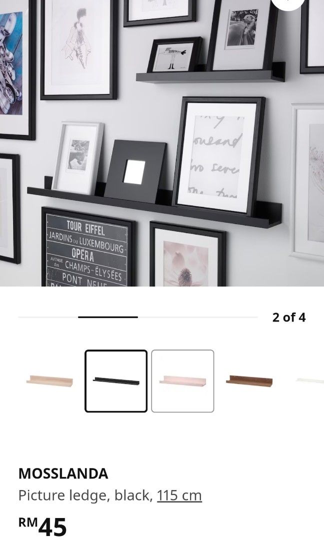 Ikea Mosslanda 115cm Picture Ledge/ Wall Rack/ Wall Shelf/ Shelves/ Rak