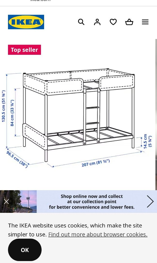 Ikea TUffing bunk bed, Furniture & Home Living, Furniture, Bed Frames