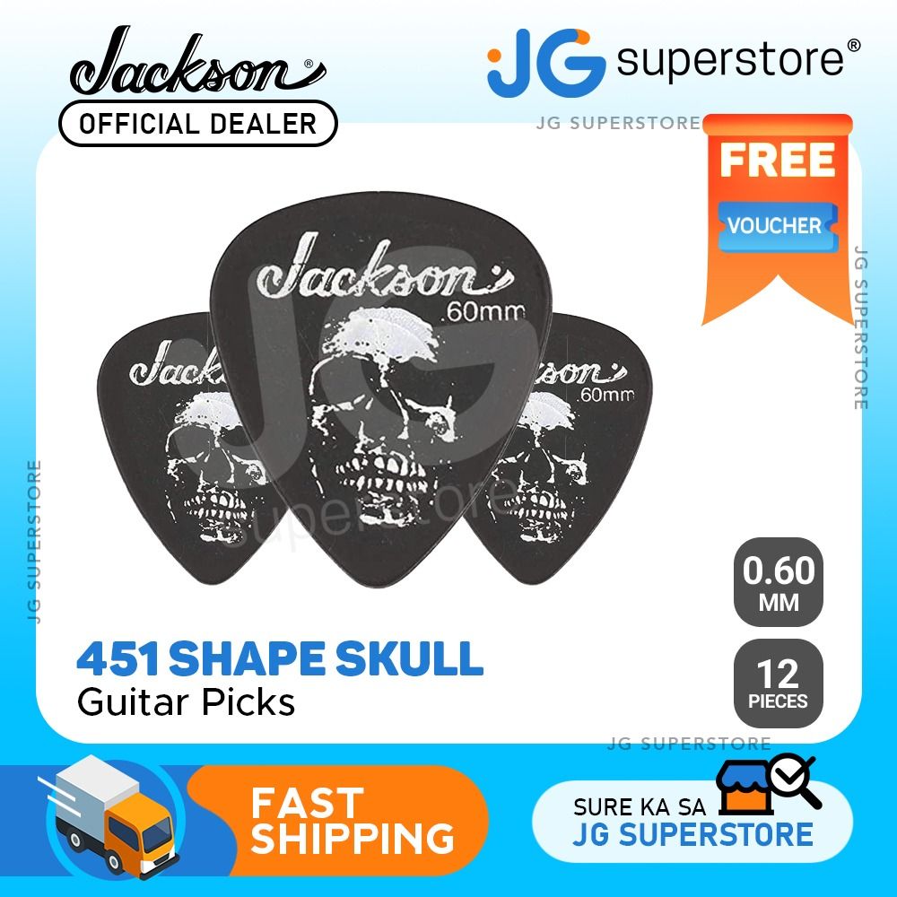 Jackson 451 Shape Skull Guitar Picks (12 Pack) (0.60mm, 0.88mm, 1.00mm, 1.14mm) (Black) | 2987451850 | THIN MED | HVY | EX HVY | JG Superstore (Category: Other Photography Accessories) located in San Juan City. Submitted by jg.superstore (Listing ID 1248076707, Image 3). Description: █ JG Superstore █ 【Trusted Seller Since 2011】 【We Accept Any Special Order】 【Dedicated Customer Service】 【📍 】3/F Annapolis Tower, 43 Annapolis St. Greenhills San Ju