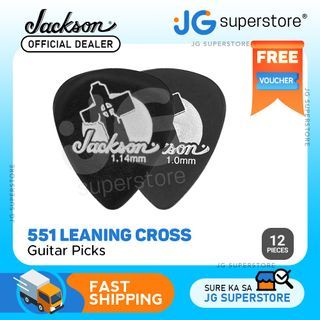 Jackson 551 Shape Leaning Cross Guitar Picks (12 Pack) (1.00mm, 1.14mm) (Black) | HVY | EX HVY | JG Superstore