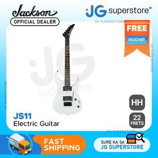 Jackson JS11 JS Series 6-String 22 Frets Dinky Electric Guitar HH with Humbucking Pickups, Amaranth Fingerboard, Volume & Tone Control (Snow White) | JG Superstore