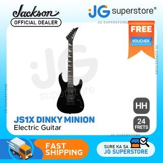 Jackson JS1X Dinky Minion Electric Guitar HH with 24 Frets, 22.5" Short Scale Length, Gloss Black Finish | JG Superstore