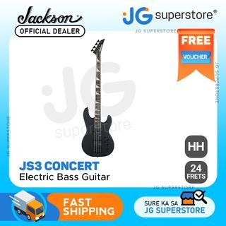 Jackson JS3 Concert Electric Bass Guitar HH with 24 Frets, 34" Scale Length, Dual Humbucking Pickups, Satin Finish (Black) | JG Superstore
