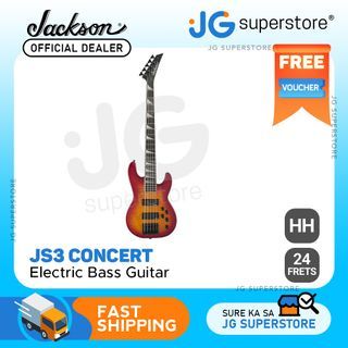 Jackson JS3VQ Concert Bass Electric Guitar HH with 24 Frets, Amaranth Compound Fingerboard, Cherry Burst Gloss Finish | JG Superstore