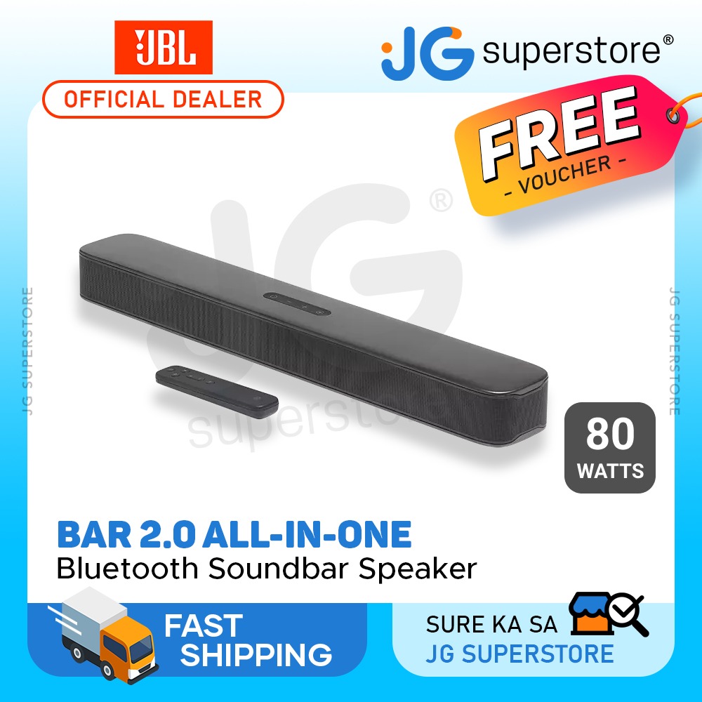 JBL Bar 2.0 All-in-One 80W Compact Bluetooth Soundbar Speakers