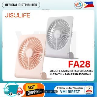 Jisulife FA28/FA28A desk fan 4500mAh USB Rechargeable Ultra Thin Table Fan Desktop Portable Hand Fan ( Available in Multiple Colors ) - VMI Direct