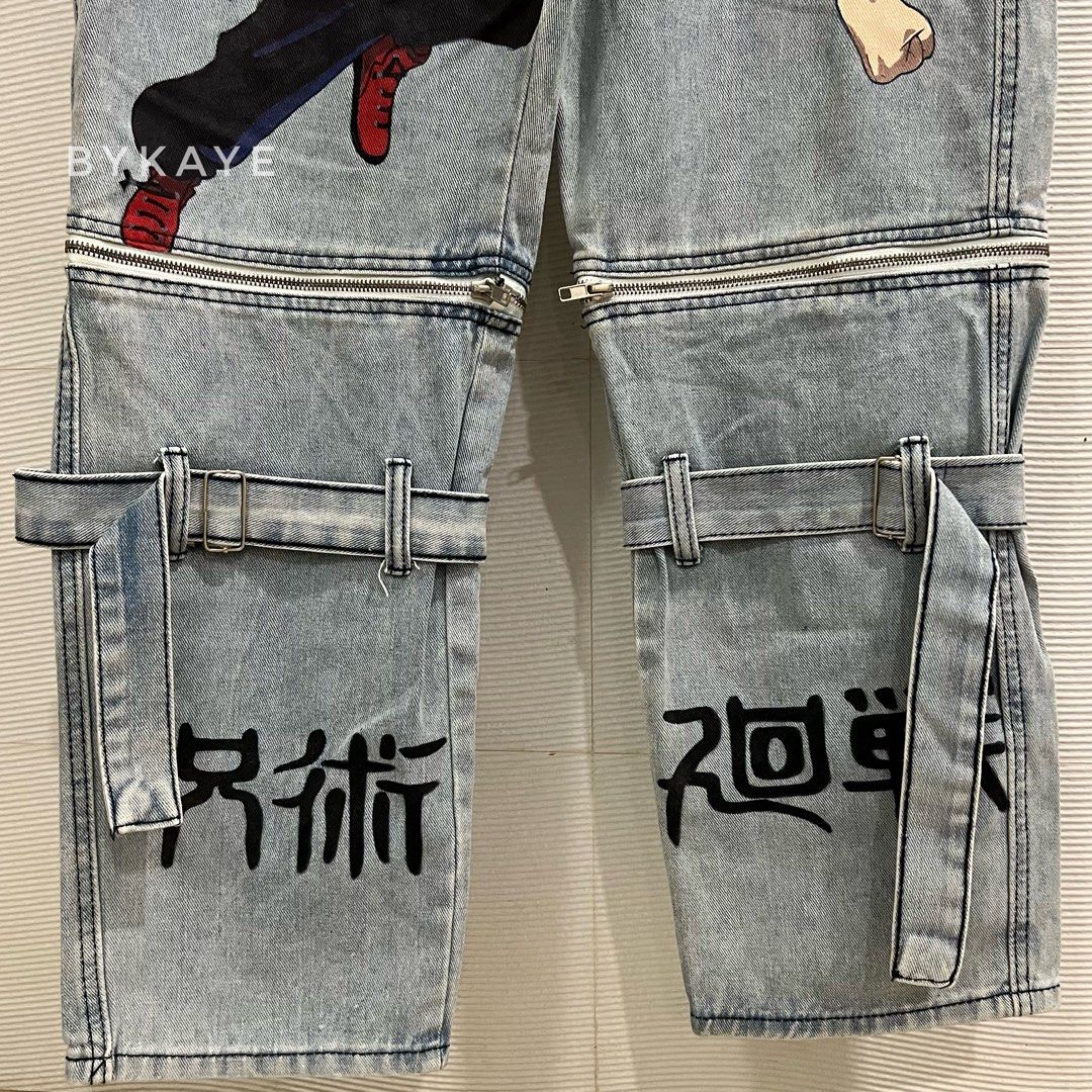 Jujutsu Kaisen Handpainted Pants, Women's Fashion, Bottoms, Jeans on ...