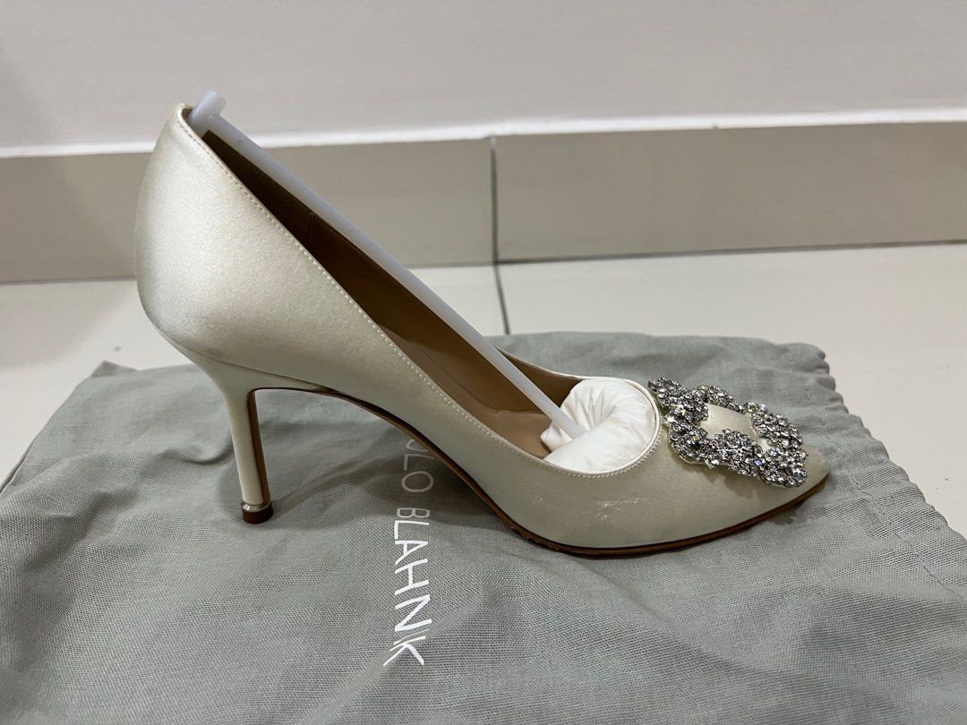 Manolo Blahnik Hangisi White Women s Fashion Footwear Heels on