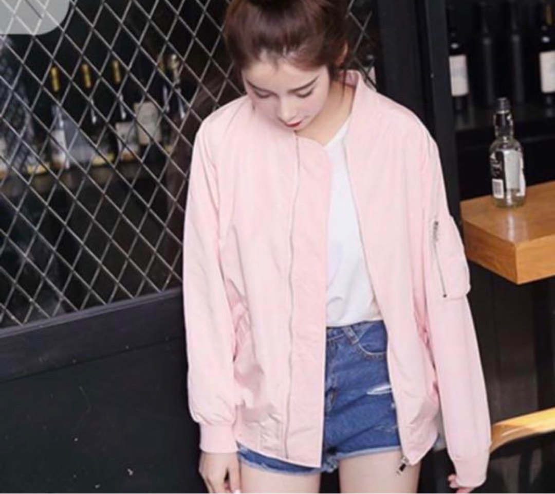 Korean style uzzlang minimalistic oversized bomber jacket Women s Fashion Coats Jackets and Outerwear on Carousell