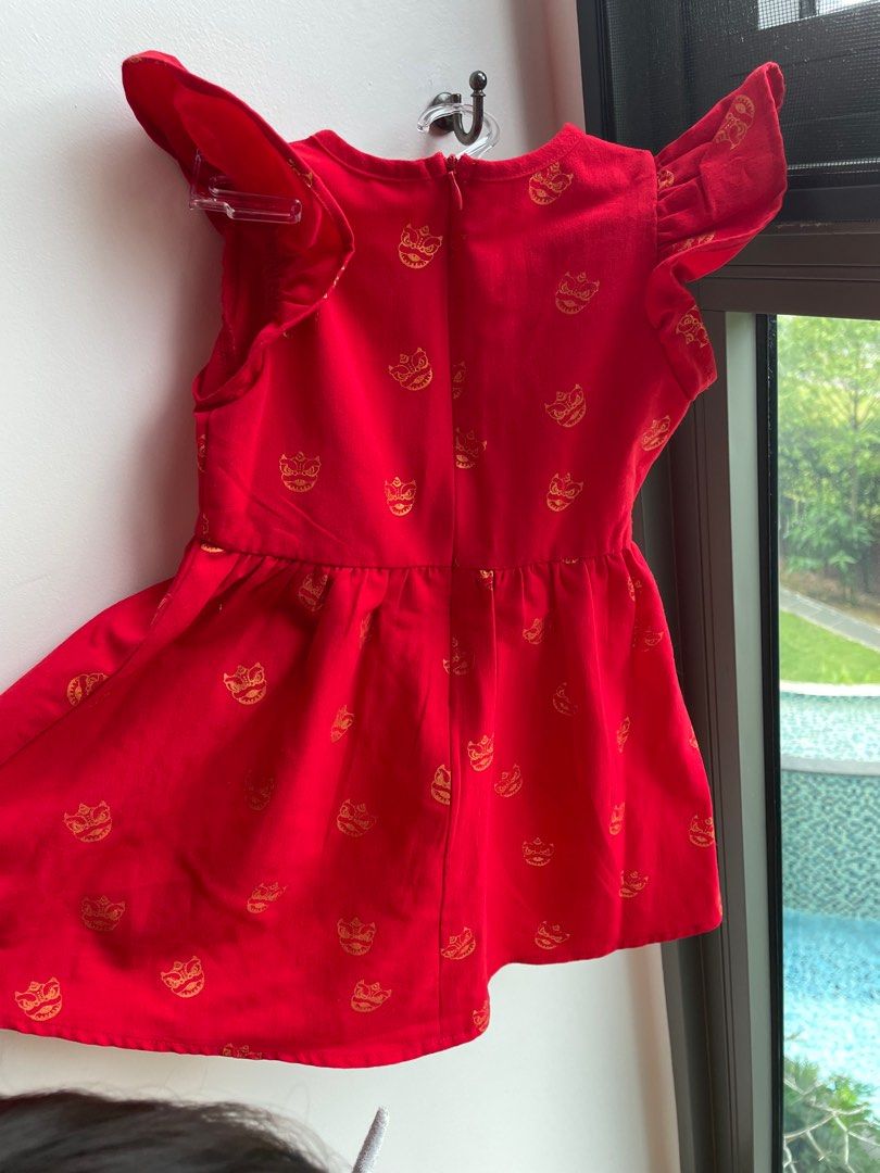 Le petit society CNY lion dance red dress 2Y, Babies & Kids