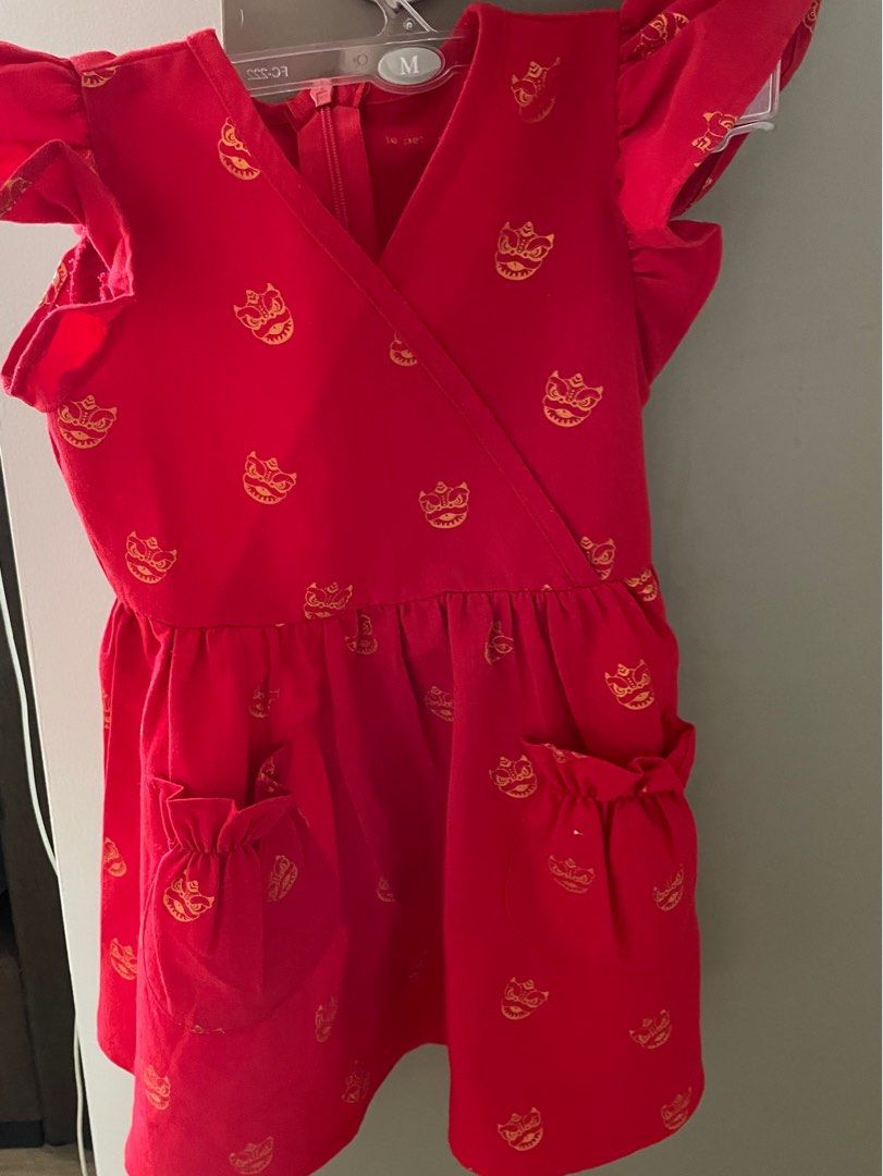 Le petit society CNY lion dance red dress 2Y, Babies & Kids