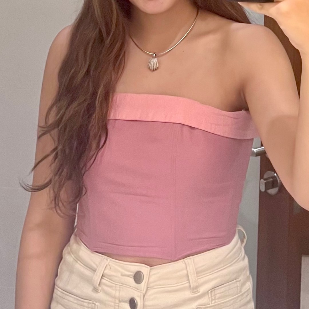 Linen Corset Tube Top, Women's Fashion, Tops, Others Tops on Carousell
