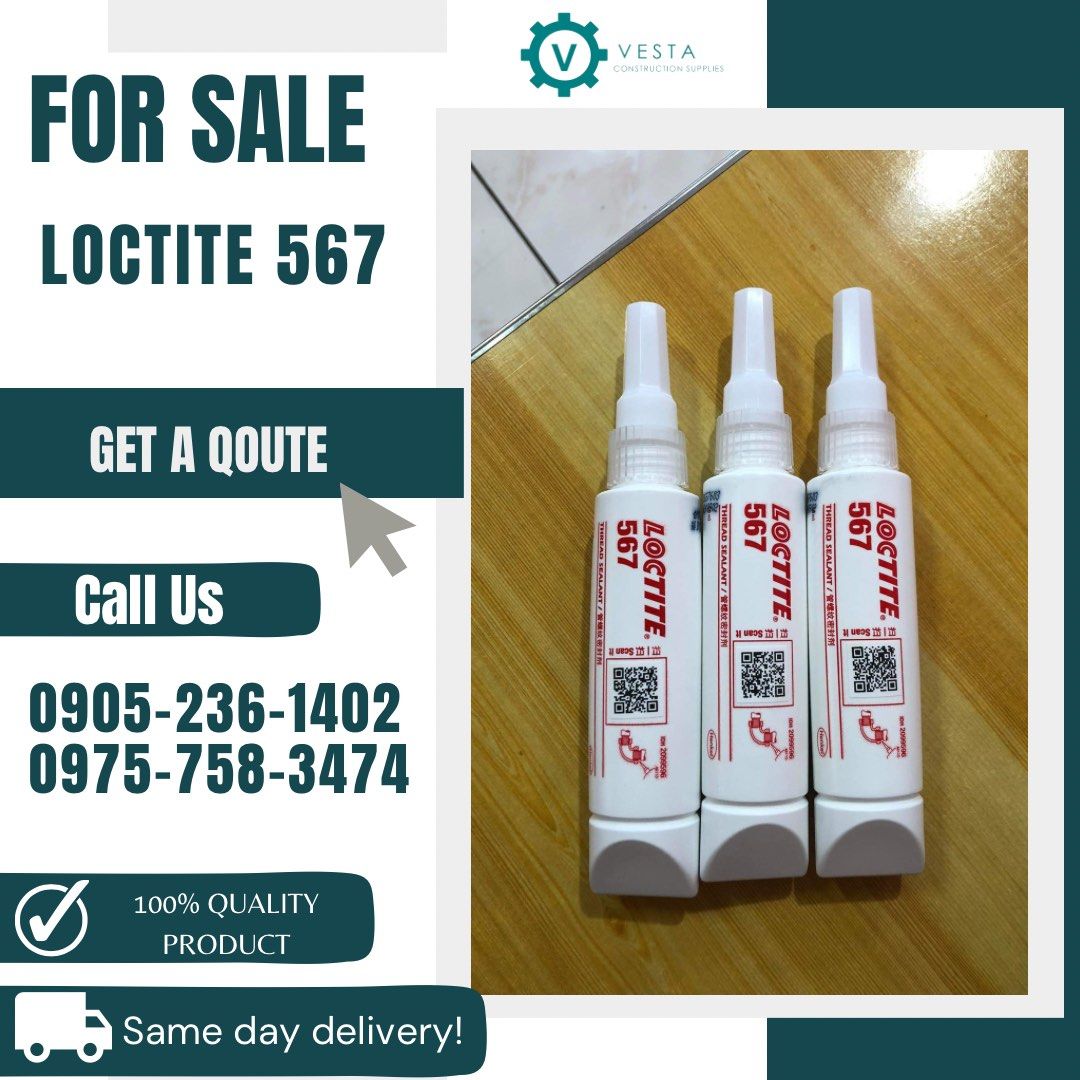 Loctite 567 (Category: Construction Tools & Equipment) located in Manila. Submitted by cathvesta_sales (Listing ID 1248065055, Image 1). Description: 📌DIRECT SUPPLIER 📌IMPORTER FACTORY DISCOUNTED PRICE SALE❗️❗️❗️ SALE ❗️❗️❗️SALE ❗️❗️❗️ FOR INQUIRIES AND FASTER TRANSACTIONS PLS MESSAGE OR CALL; ☎️0905-236-1402 ☎️0975-758-3474 📲0905-236-1402 (VIBER NUMBER) Look for Ms. Cath Products: ▫️Machinery ▫️Electrical ▫️Valves & Fittings ▫️ Metals ( Stain