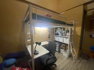Loft Bed with L-table and shelves