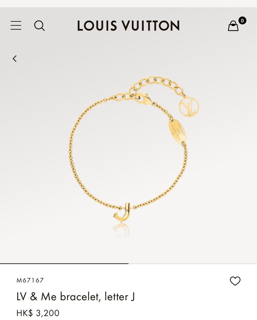 Louis Vuitton LV & Me Bracelet letter J, 名牌, 飾物及配件- Carousell