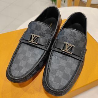 Louis Vuitton Damier Embossed Leather Hockenheim Slip on Loafers Size 43.5