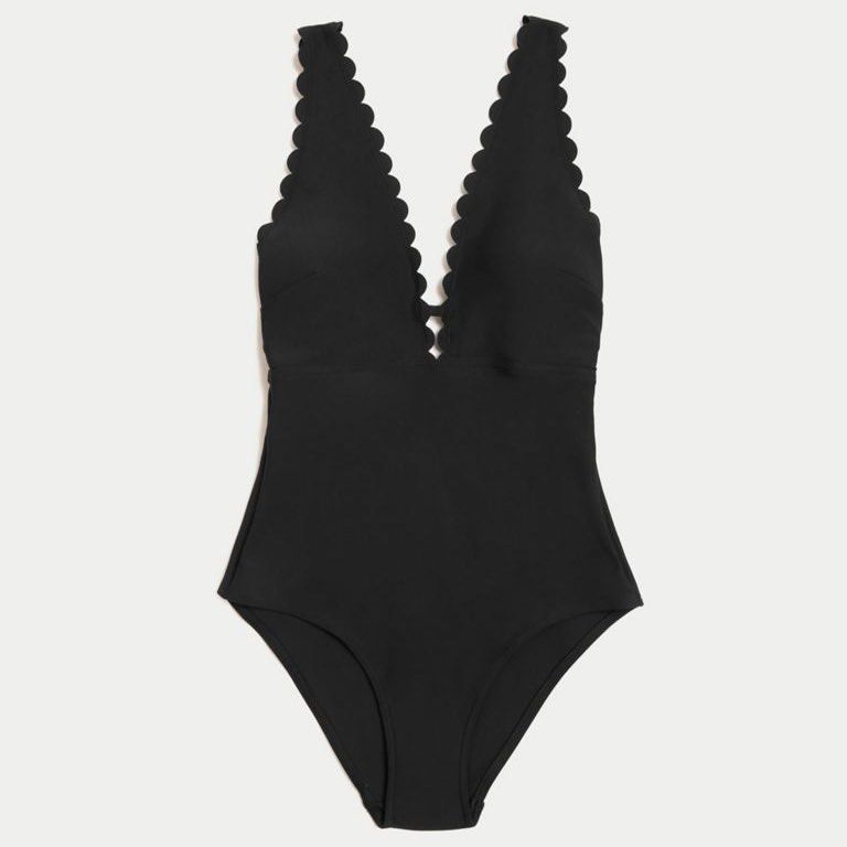 Marks Spencer Padded Scallop Plunge Swimsuit