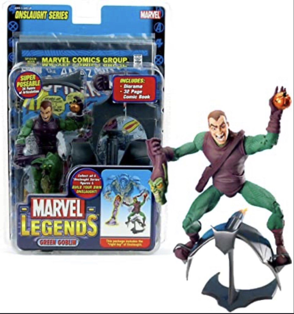 marvel legends green goblin unmasked toy biz onslaught BAF wave