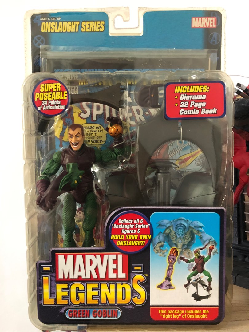 marvel legends green goblin unmasked toy biz onslaught BAF wave