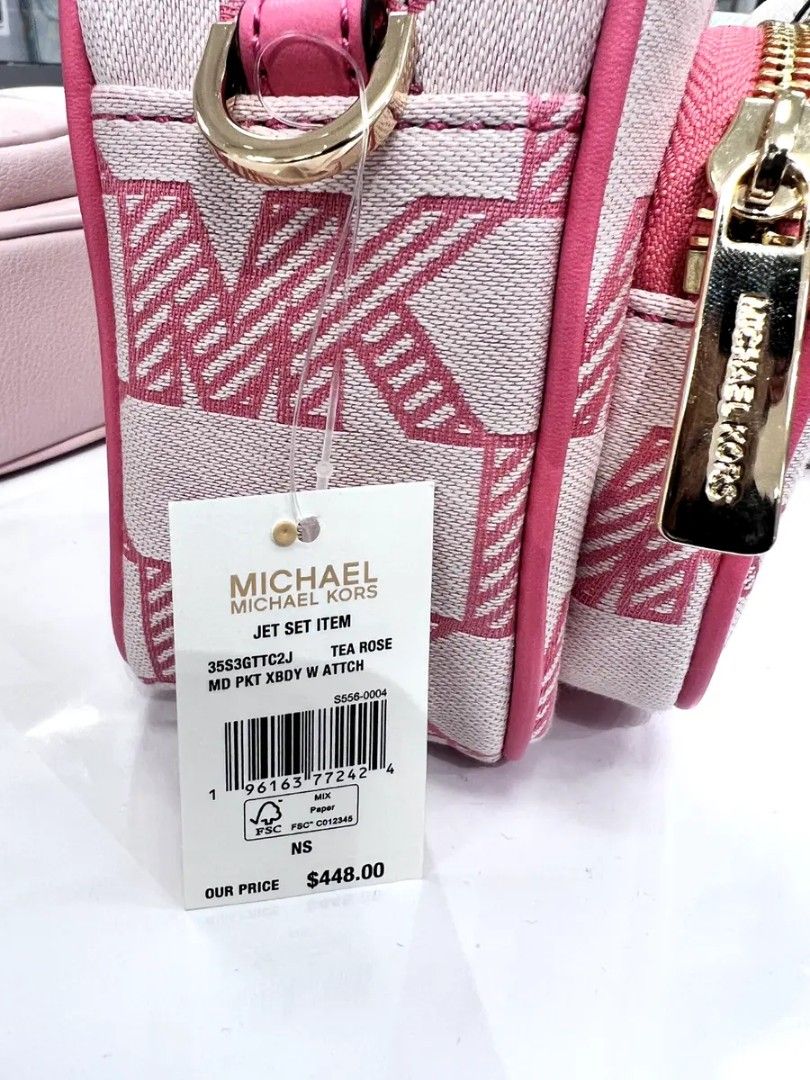 MICHAEL KORS JET SET ITEM POCKET CROSSBODY + CASE FOR APPLE AIRPODS PRO TEA  ROSE