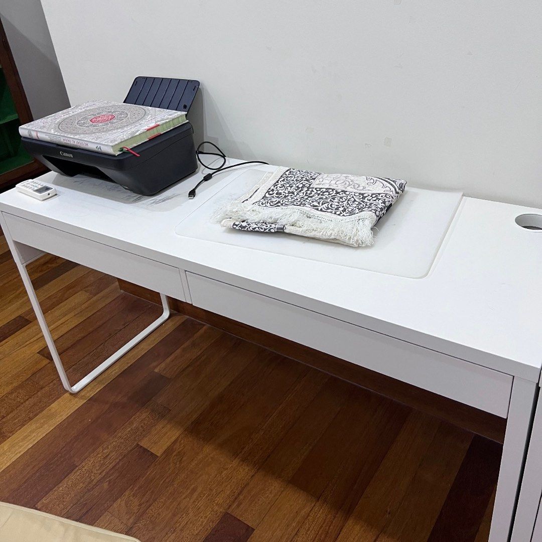 Micke study table Ikea desk white with drawer, Furniture & Home Living