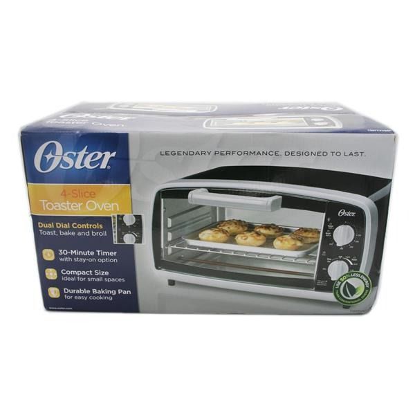 Oster 4-Slice Toaster Oven (Category: Ovens & Toasters) located in Manila. Submitted by memorylanestore (Listing ID 1247963711, Image 1). Description: Toast, Bake or Broil 30-min. timer with stay-on option Temperature control dial Toast shade control Power indicator illuminates when oven is turned on Easy & Compact Durable baking pan for easy cooking Compact size for small spaces 50% less energy than conventional ovens Item looks brandnew, lightl