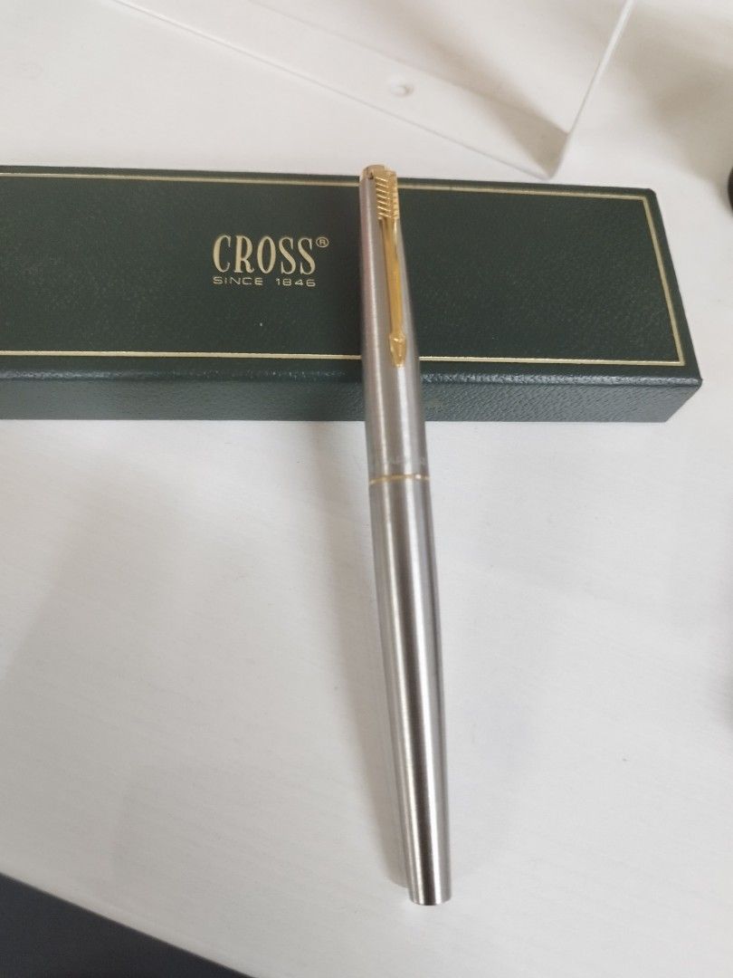 Parker 45 Brushed Chrome GT Fountain Pen Fine Gold plated 10k 14k 21k ...