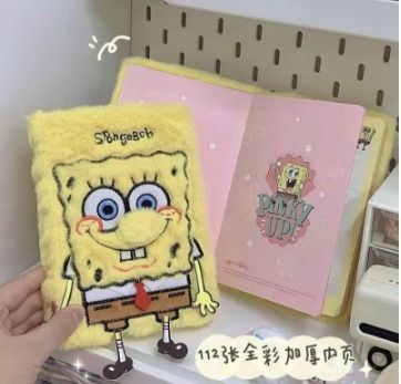 PO Spongebob Square Pants Flurry Fur Note Book Spong Bob Notebook ...