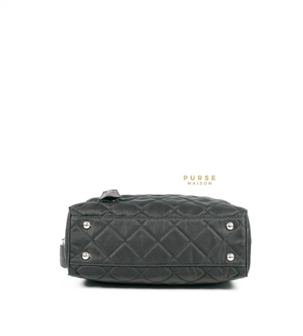 tas shoulder-bag Prada Bauletto 1BB903 Tessuto Impuntu Nero SHW Shoulder  Bag