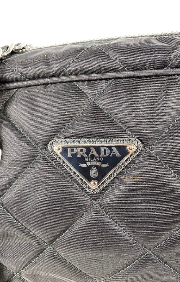 tas shoulder-bag Prada Bauletto 1BB903 Tessuto Impuntu Nero SHW Shoulder  Bag