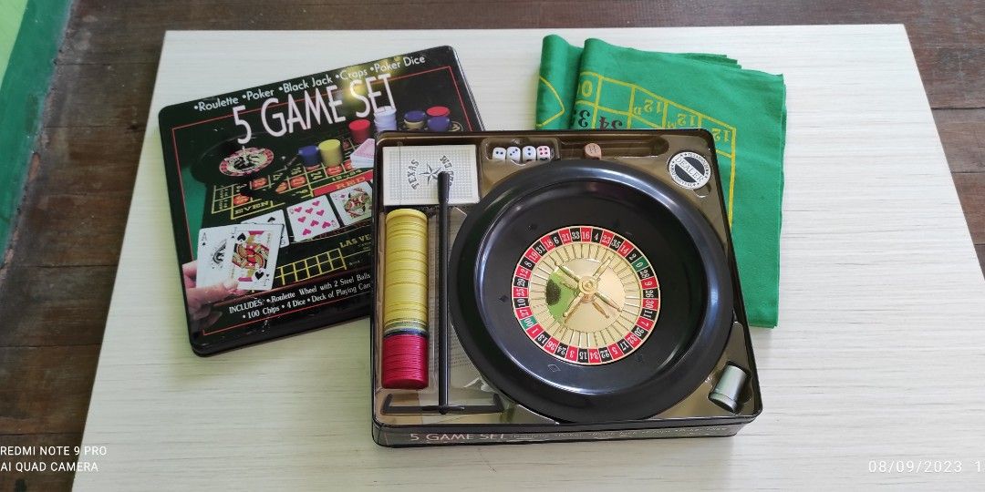 PRELOVED 5 game set with extra poker chips & 2 soletaire cards (Category: Board Games & Puzzles) located in Lucena. Submitted by lucenasecondhanditems (Listing ID 1248095683, Image 2). Description: take all pick up (gulang gulang lucena city) shipping : shopee check out (j&t) or ncr bus transit (250ph) pick up at buendia or cubao station, jrs (350ph - no cod), lbc (sf posible 500+ cod) call me or msg me here for fast transaction no low baller pls