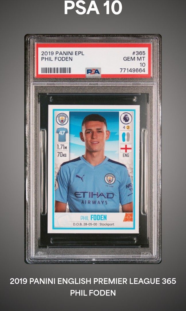 PSA 10 PHIL FODEN ROOKIE RC STICKER PANINI MANCHESTER CITY SOCCER 