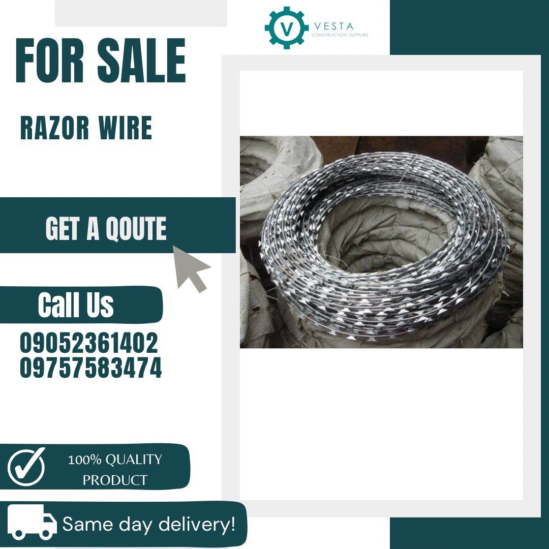 Razor wire (Category: Construction & Building Materials) located in Manila. Submitted by cathvesta_sales (Listing ID 1248067879, Image 1). Description: 📌DIRECT SUPPLIER 📌IMPORTER FACTORY DISCOUNTED PRICE SALE❗️❗️❗️ SALE ❗️❗️❗️SALE ❗️❗️❗️ FOR INQUIRIES AND FASTER TRANSACTIONS PLS MESSAGE OR CALL; ☎️0905-236-1402 ☎️0975-758-3474 📲0905-236-1402 (VIBER NUMBER) Look for Ms. Cath Products: ▫️Machinery ▫️Electrical ▫️Valves & Fittings ▫️ Metals ( Sta