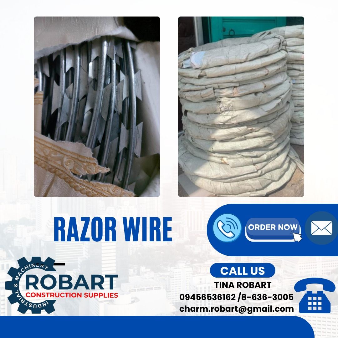 Razor Wire 700mm (Category: Construction & Building Materials) located in Manila. Submitted by tina.sales (Listing ID 1247945455, Image 1). Description: Razor Wire 700mm ₱1,680 𝒩𝑜𝓉𝑒: 𝒫𝓇𝒾𝒸𝑒𝓈 𝒶𝓇𝑒 𝓈𝓊𝒷𝒿𝑒𝒸𝓉 𝓉𝑜 𝒸𝒽𝒶𝓃𝑔𝑒 𝓌𝒾𝓉𝒽𝑜𝓊𝓉 𝓅𝓇𝒾𝑜𝓇 𝓃𝑜𝓉𝒾𝒸𝑒 𝓟𝓵𝓮𝓪𝓼𝓮 𝓬𝓪𝓵𝓵 : 𝓣𝓲𝓷𝓪 𝓡𝓸𝓫𝓪𝓻𝓽 09456536162/09683802320 𝑹𝑶𝑩𝑨𝑹𝑻 𝑪𝑶𝑵𝑺𝑻𝑹𝑼𝑪𝑻𝑰𝑶𝑵 𝑺𝑼𝑷𝑷𝑳𝑰𝑬𝑺 #RobartConstructionSupplies #robartph #constru